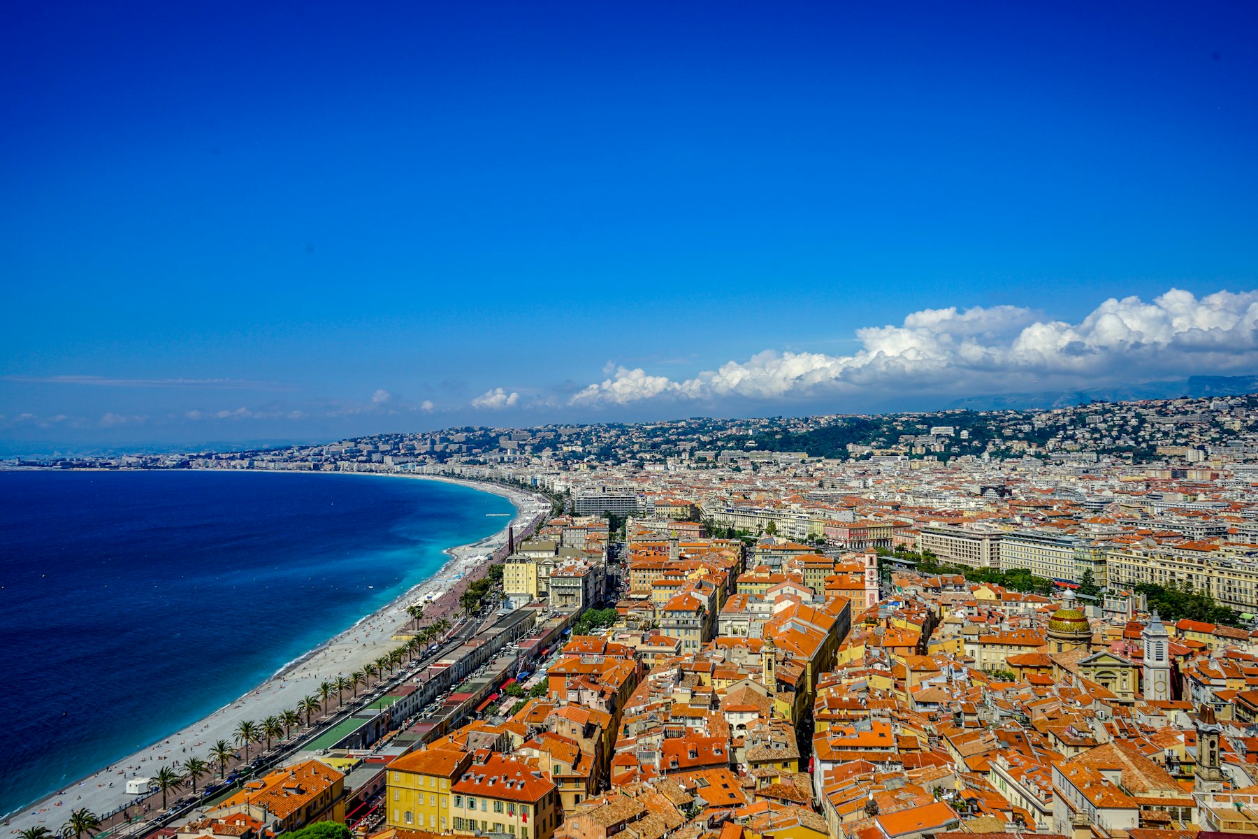 The rooftops of Nice and the Baie des Anges, seen from Castle Hill